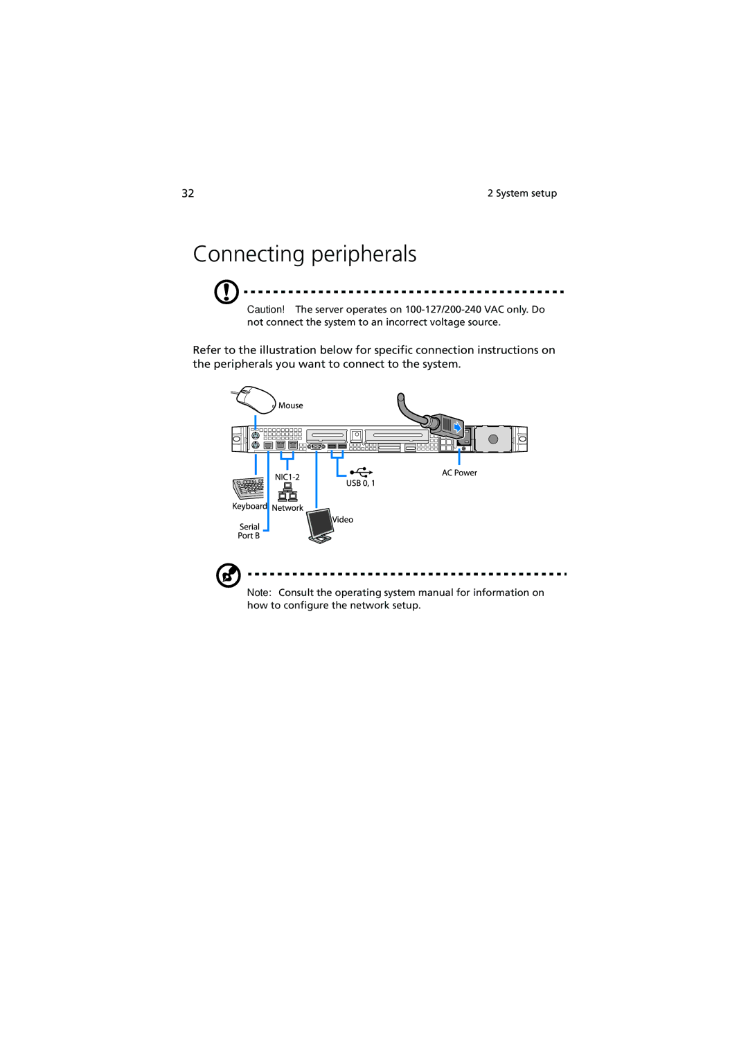 Acer Altos R520 manual Connecting peripherals 