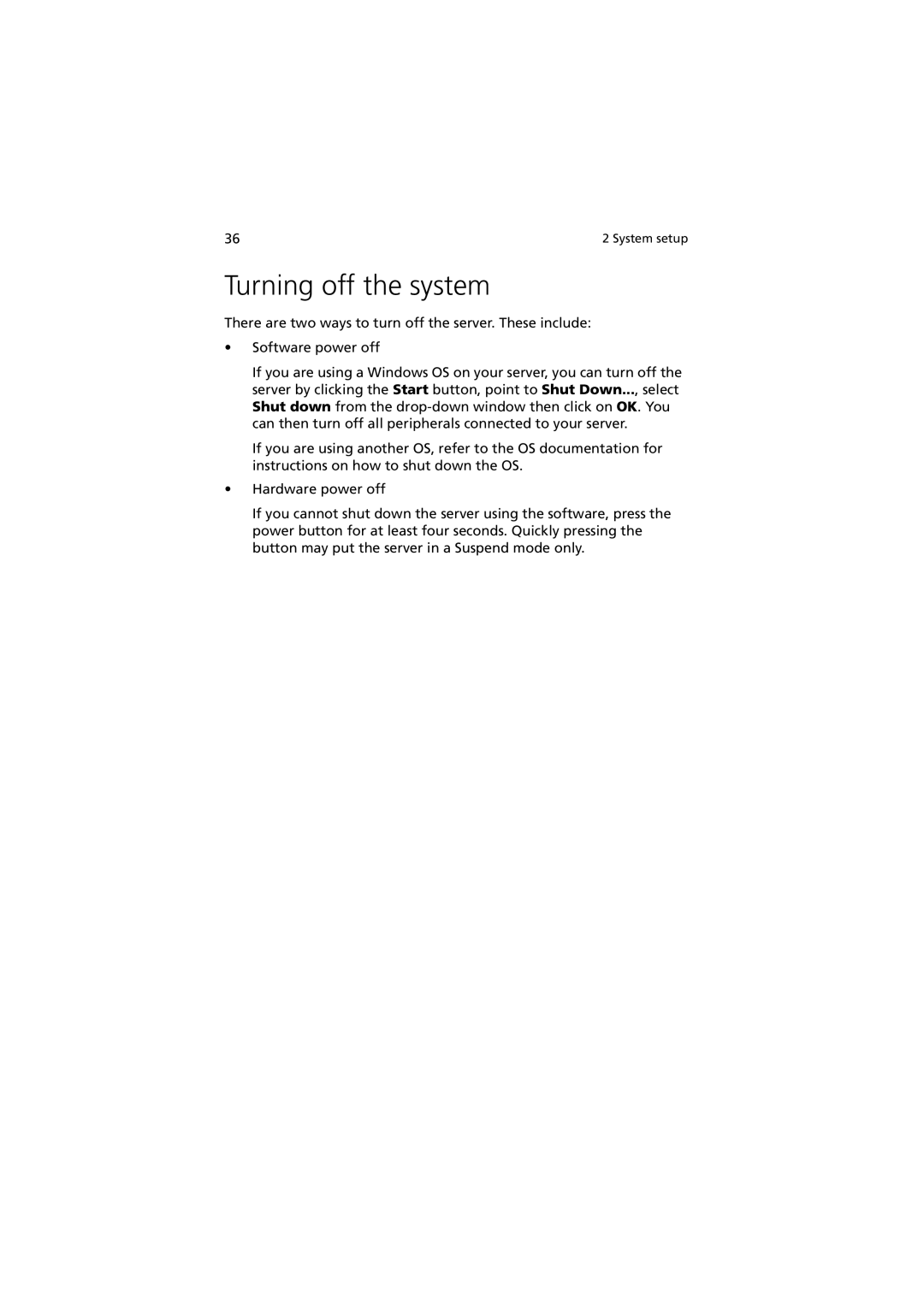 Acer Altos R520 manual Turning off the system 