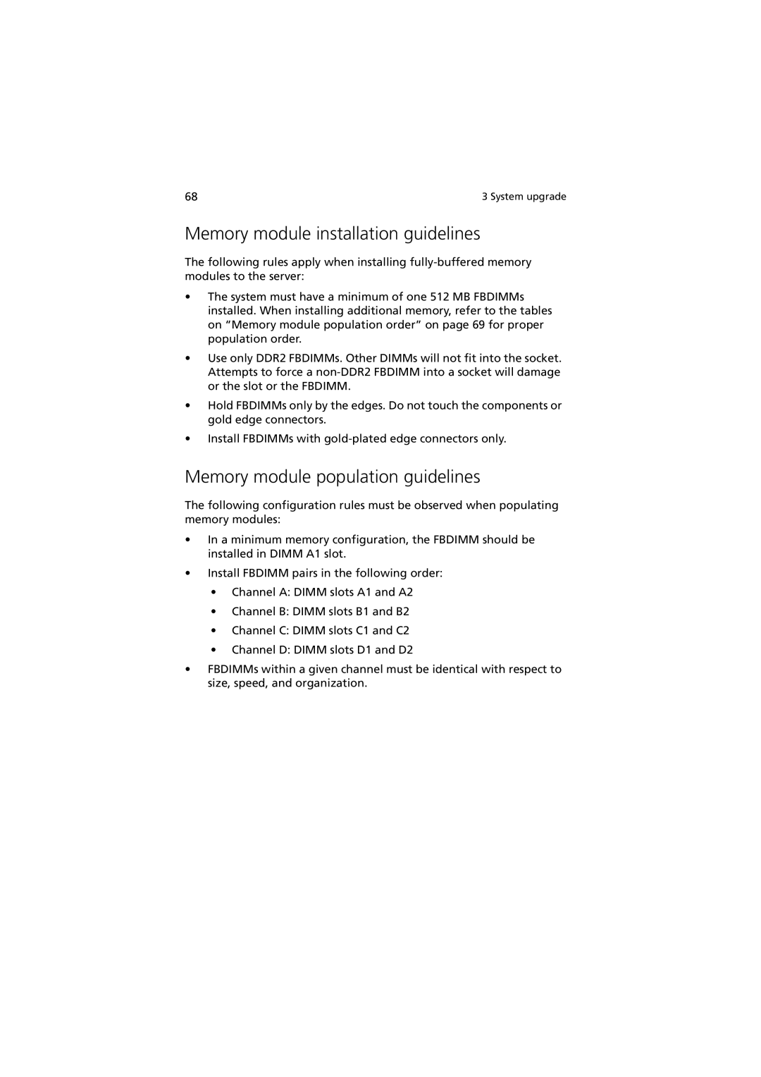 Acer Altos R520 manual Memory module installation guidelines, Memory module population guidelines 