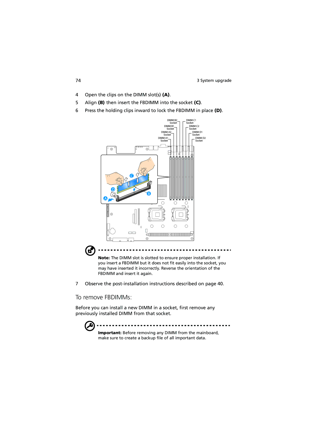 Acer Altos R520 manual To remove FBDIMMs 