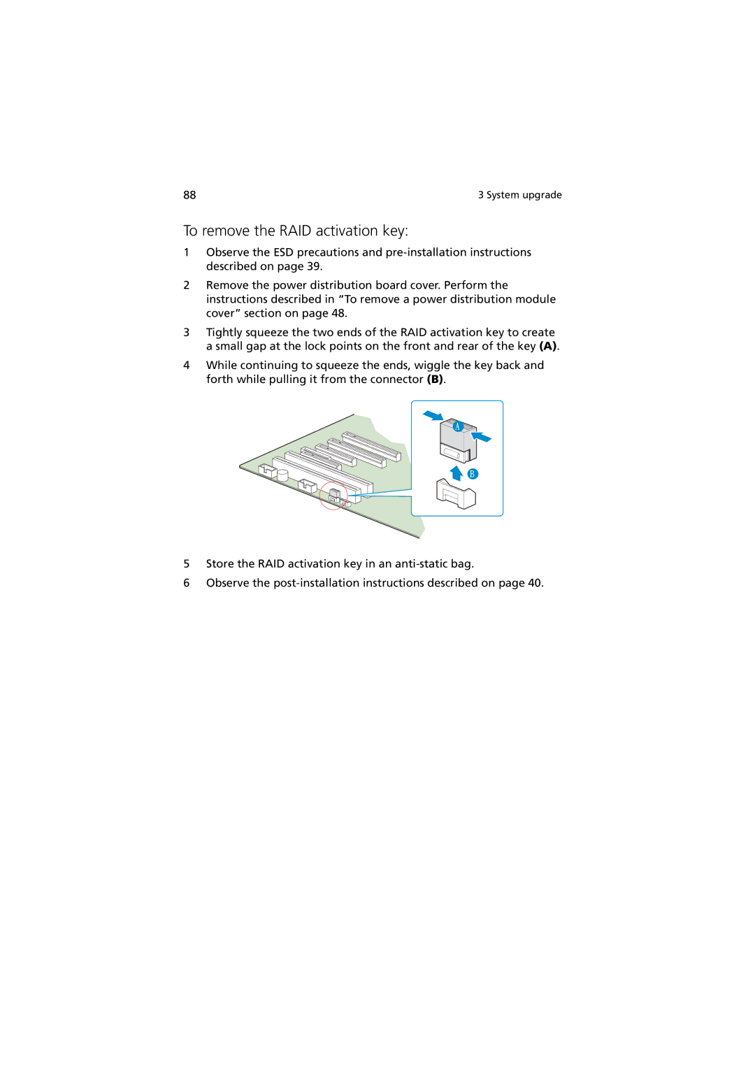 Acer Altos R520 manual To remove the RAID activation key 