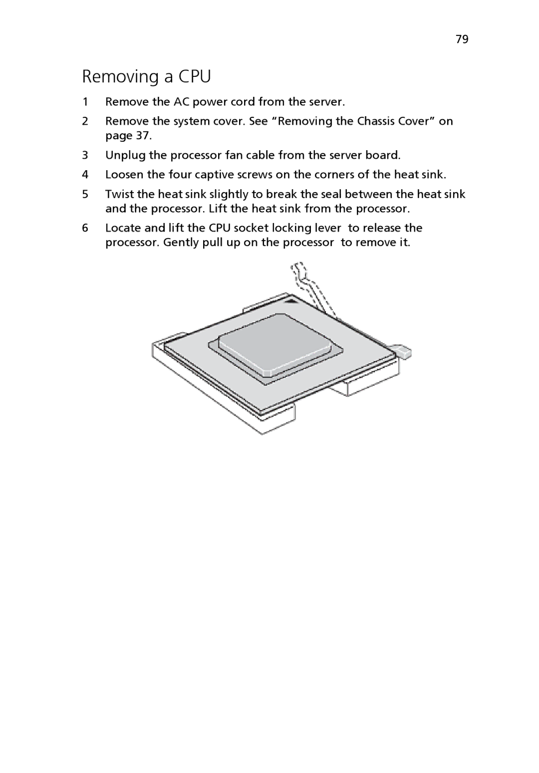 Acer Altos R710 manual Removing a CPU 