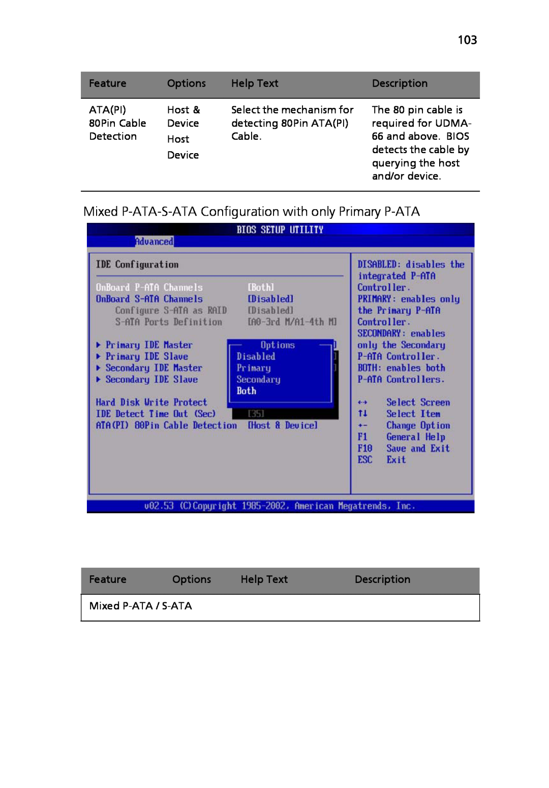 Acer Altos R710 manual Mixed P-ATA-S-ATA Configuration with only Primary P-ATA, Description 