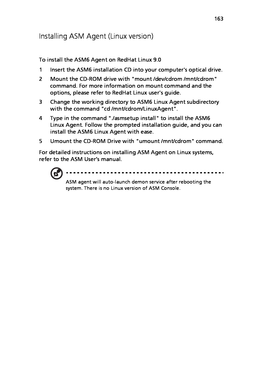 Acer Altos R710 manual Installing ASM Agent Linux version 