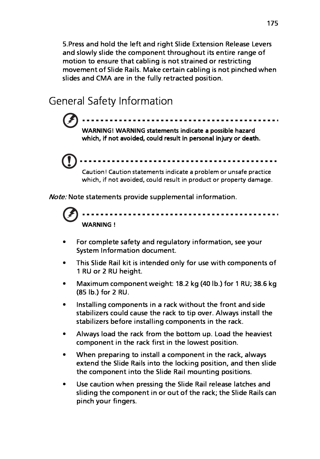 Acer Altos R710 manual General Safety Information 
