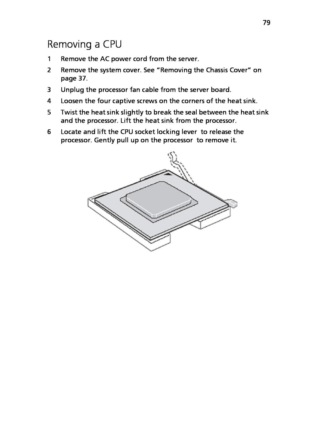 Acer Altos R710 manual Removing a CPU 