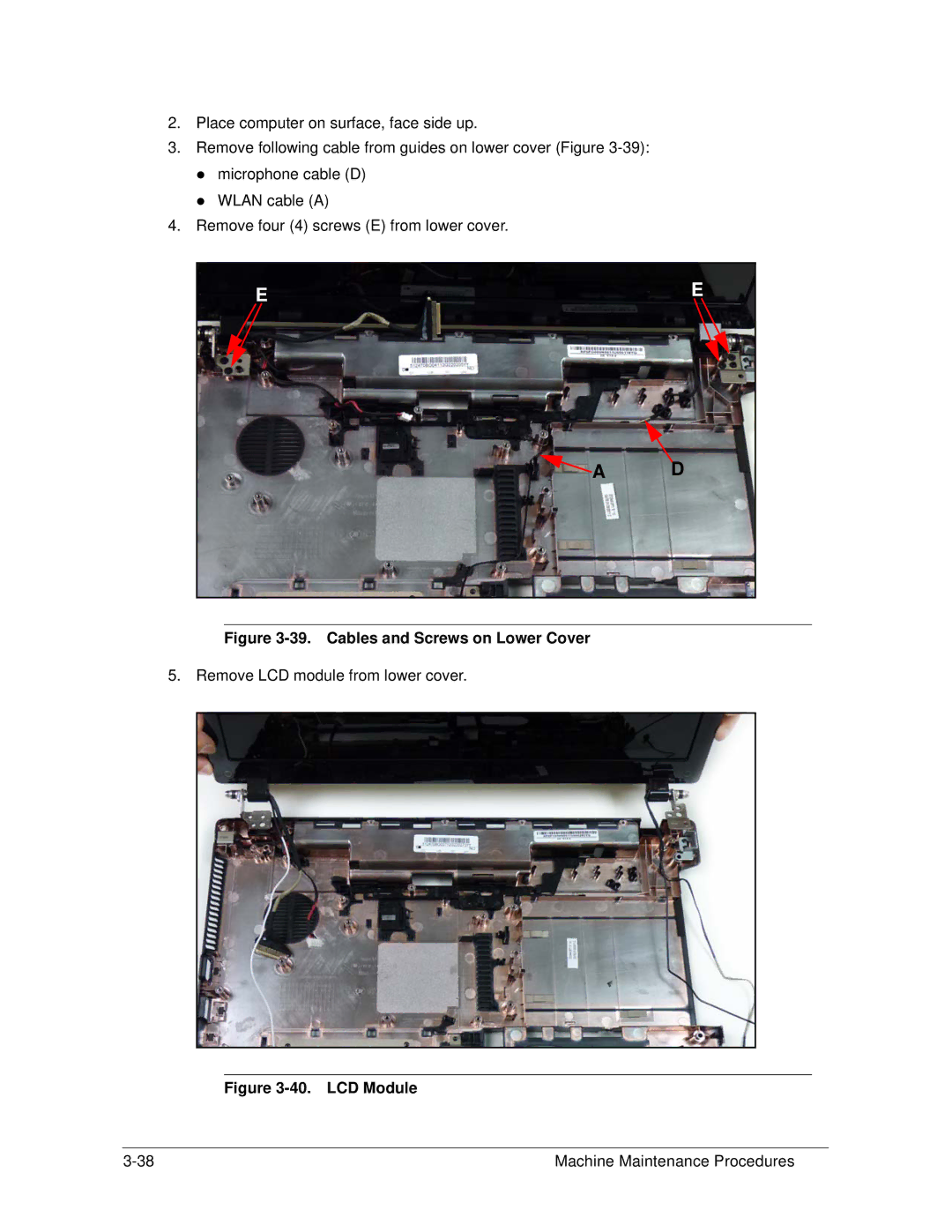 Acer AS5333 manual Cables and Screws on Lower Cover 