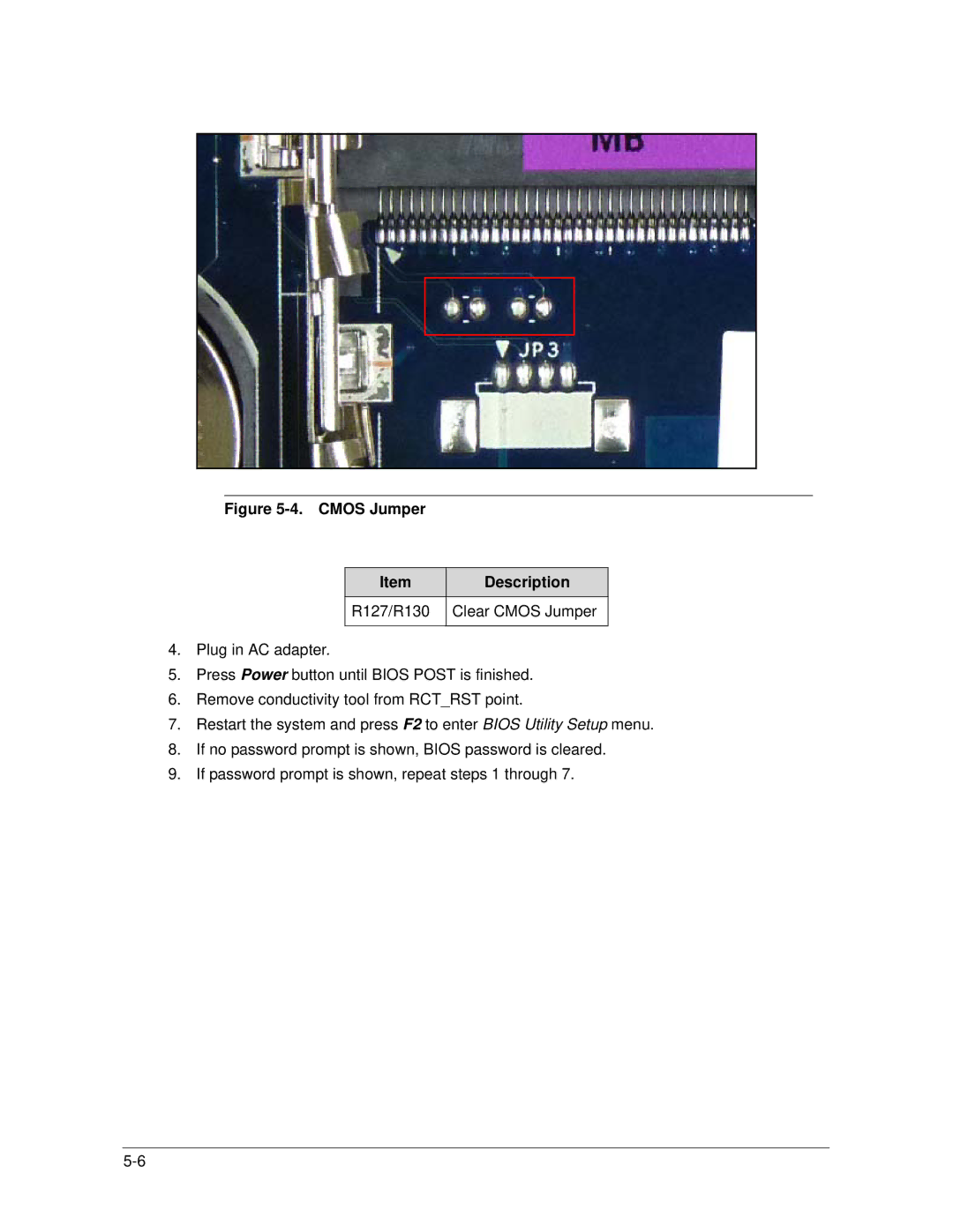 Acer AS5333 manual Cmos Jumper Description R127/R130 Clear Cmos Jumper 