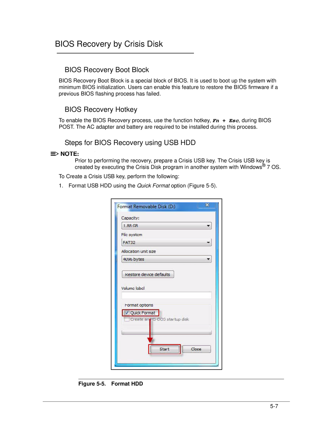 Acer AS5333 manual Bios Recovery by Crisis Disk, Bios Recovery Boot Block, Bios Recovery Hotkey 