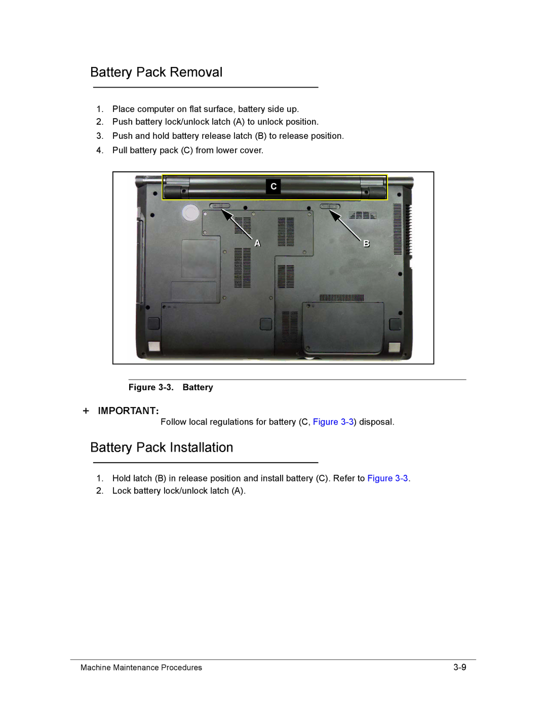 Acer AS8950G manual Battery Pack Removal, Battery Pack Installation 