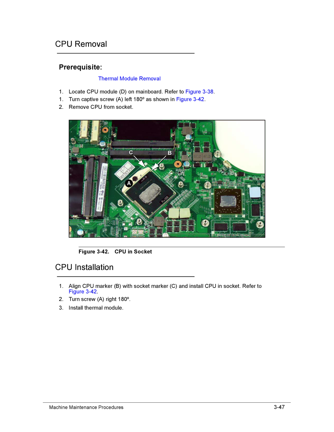 Acer AS8950G manual CPU Removal, CPU Installation 