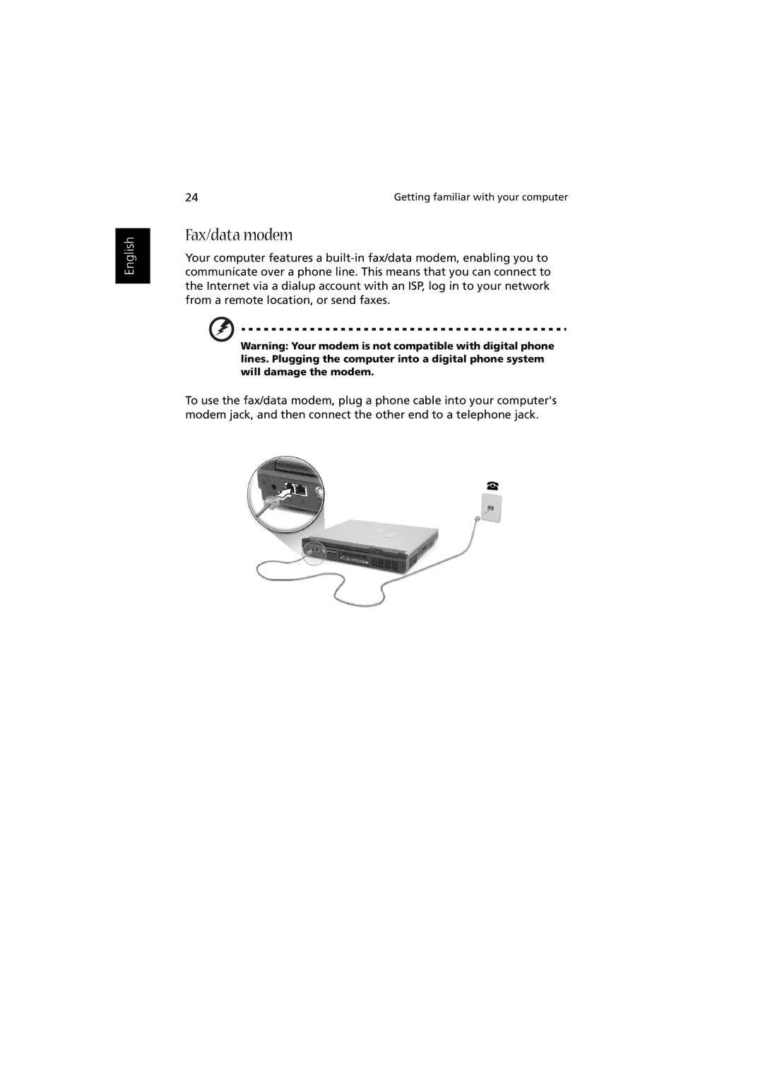 Acer Aspire 1350 manual Fax/data modem 