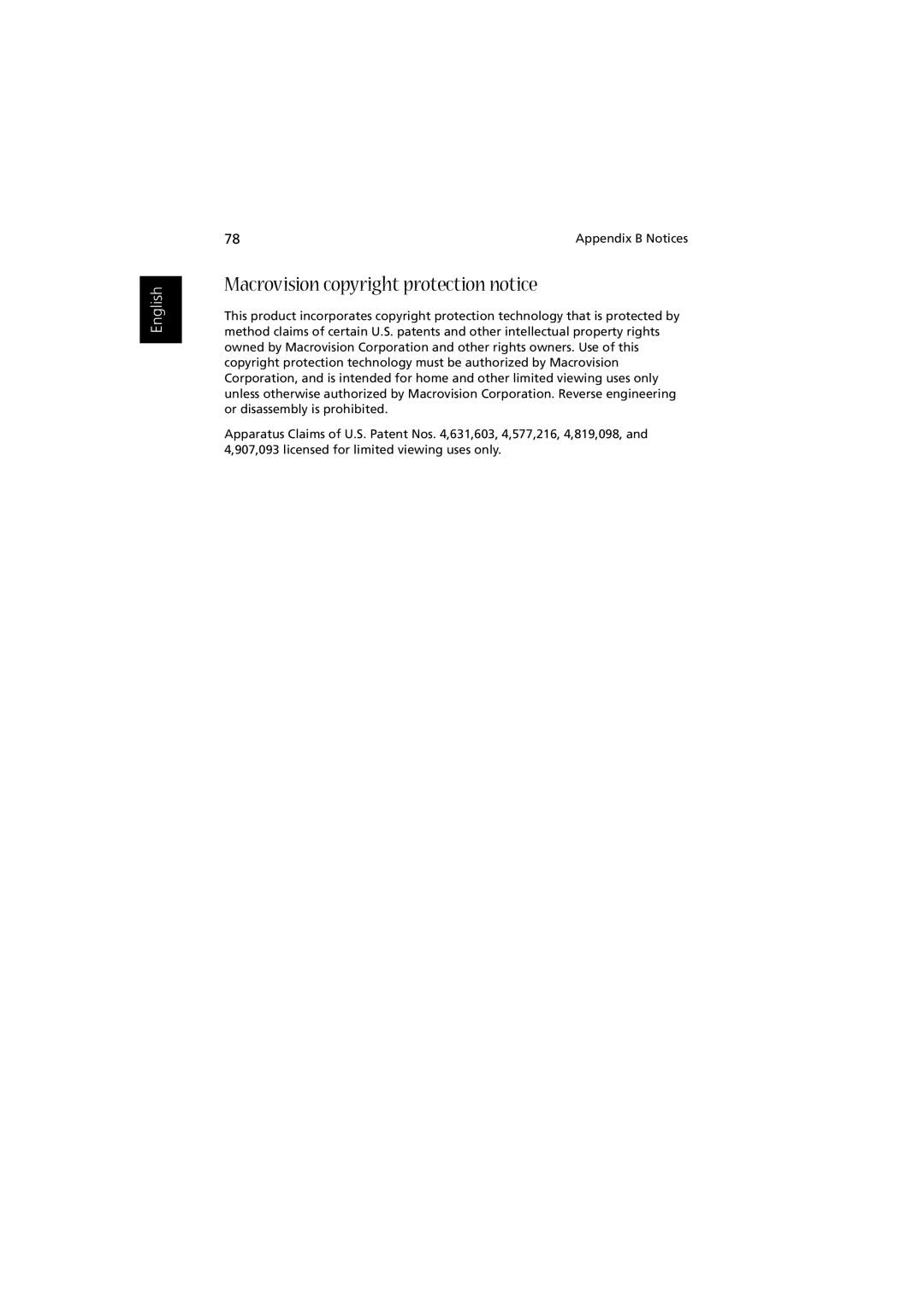 Acer Aspire 1350 manual Macrovision copyright protection notice 