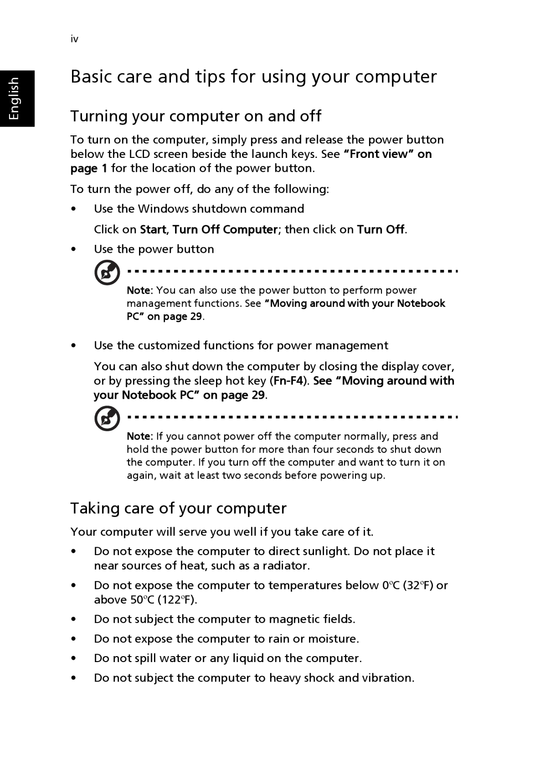 Acer Aspire 1690 manual Basic care and tips for using your computer, Turning your computer on and off 