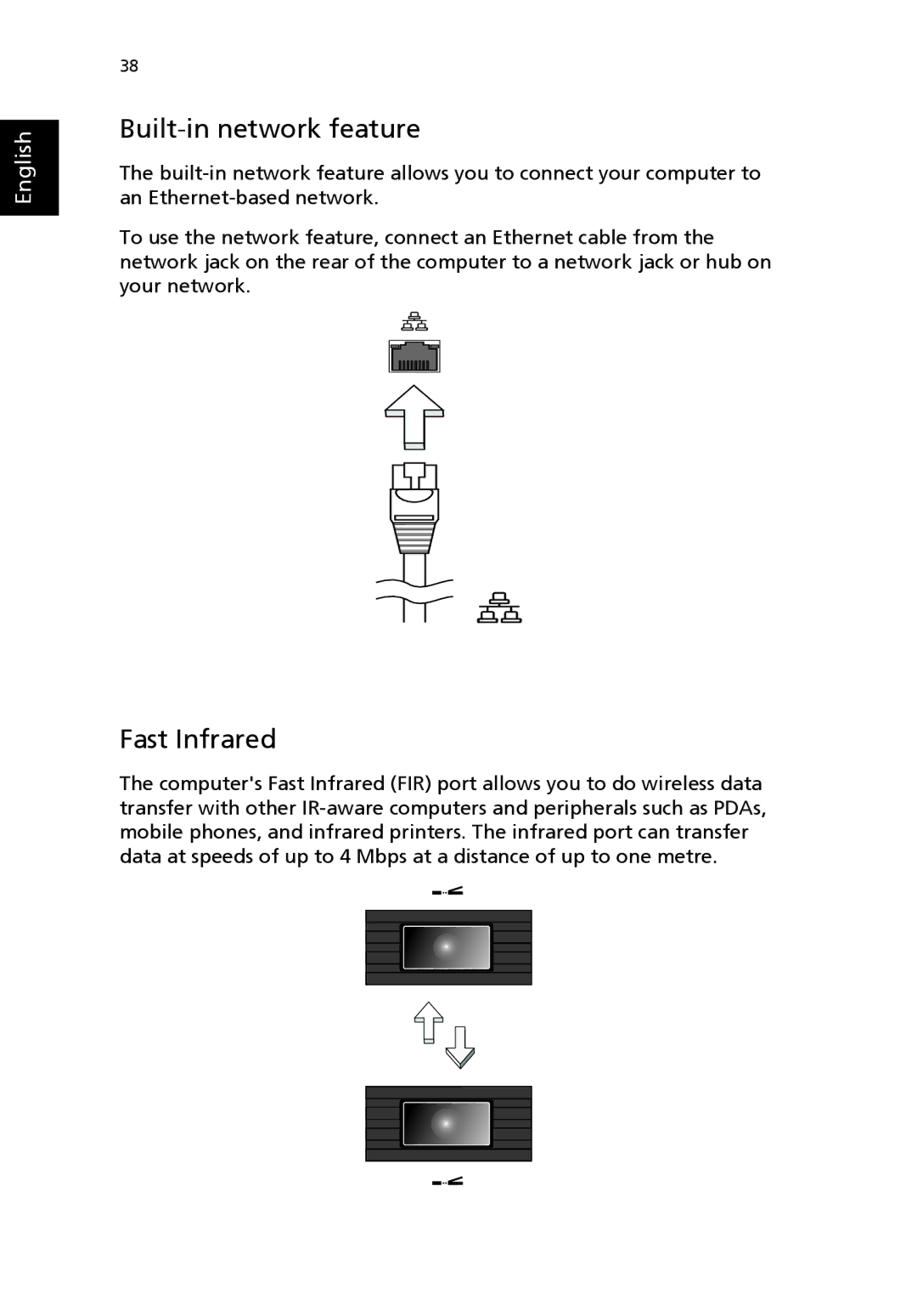 Acer Aspire 1690 manual Built-in network feature, Fast Infrared 