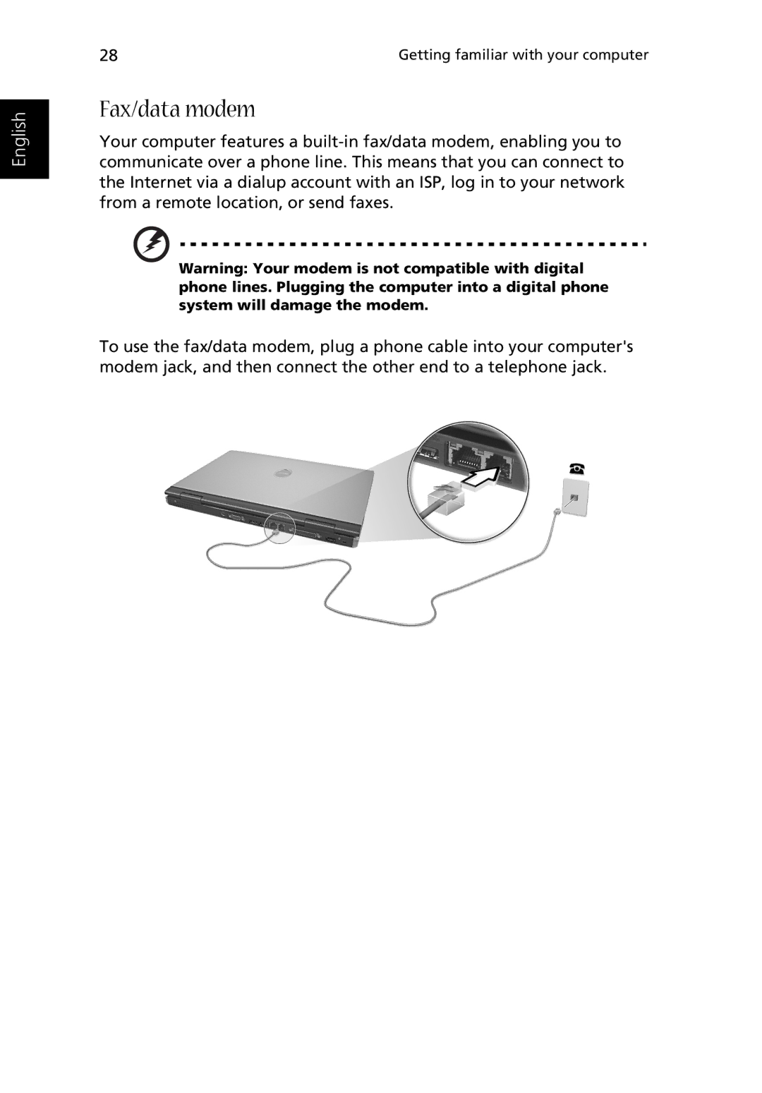 Acer Aspire 2000 manual Fax/data modem 