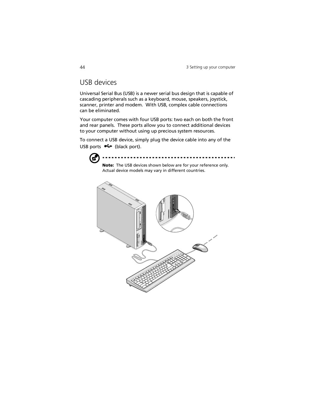 Acer Aspire 3300S manual USB devices 