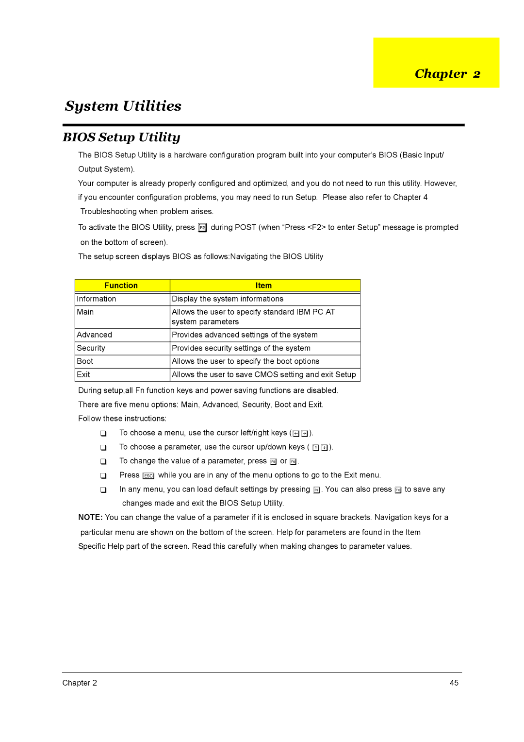 Acer Aspire 3510 manual System Utilities, Bios Setup Utility 