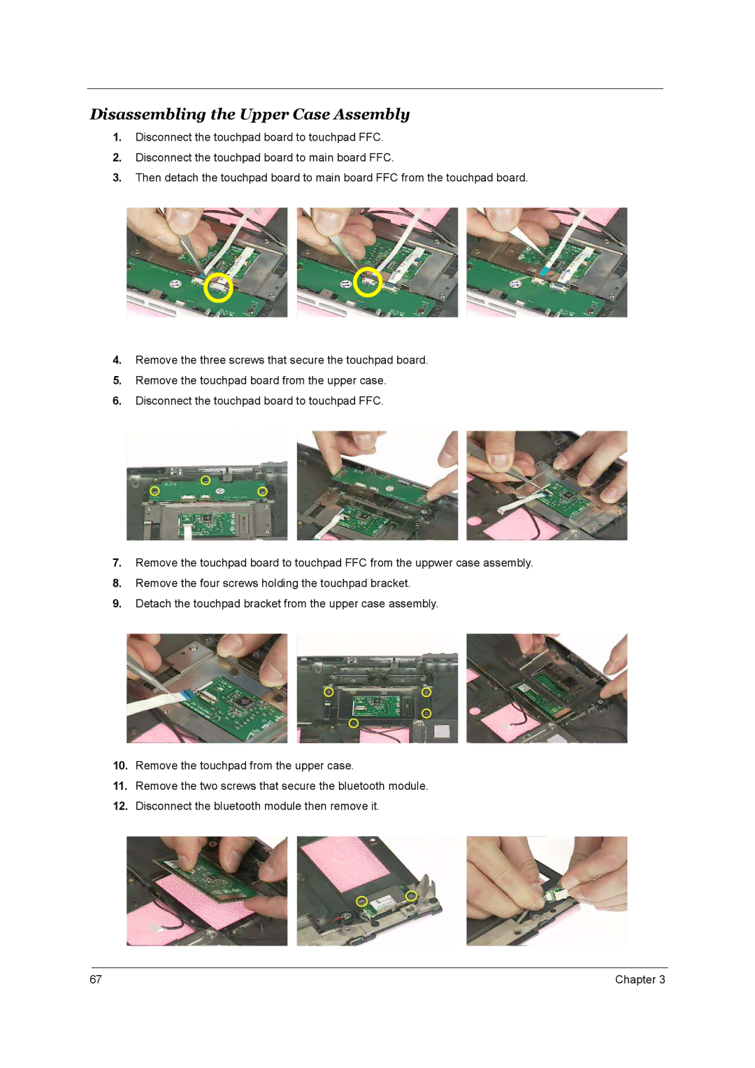 Acer Aspire 3510 manual Disassembling the Upper Case Assembly 