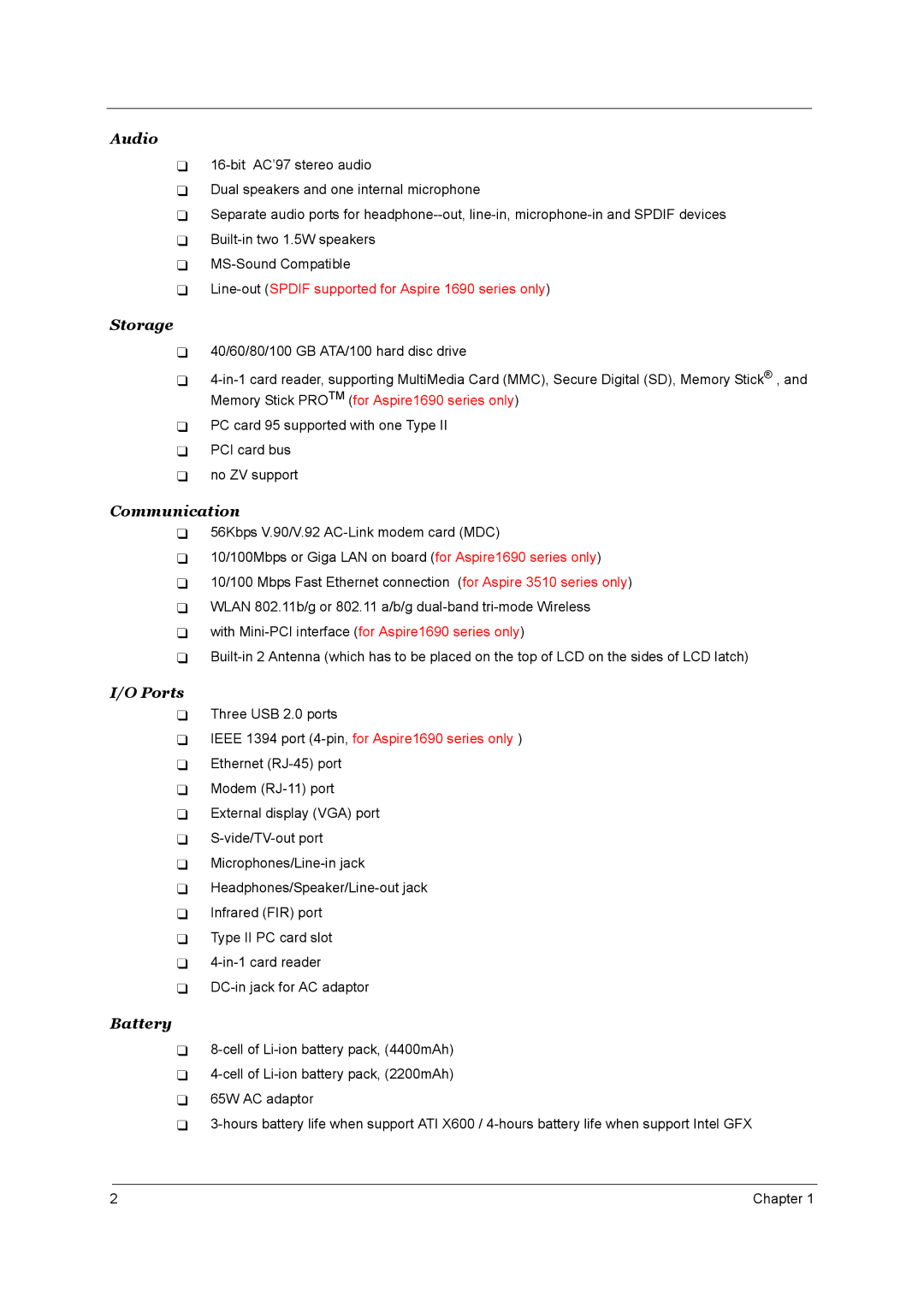 Acer Aspire 3510 manual Audio 