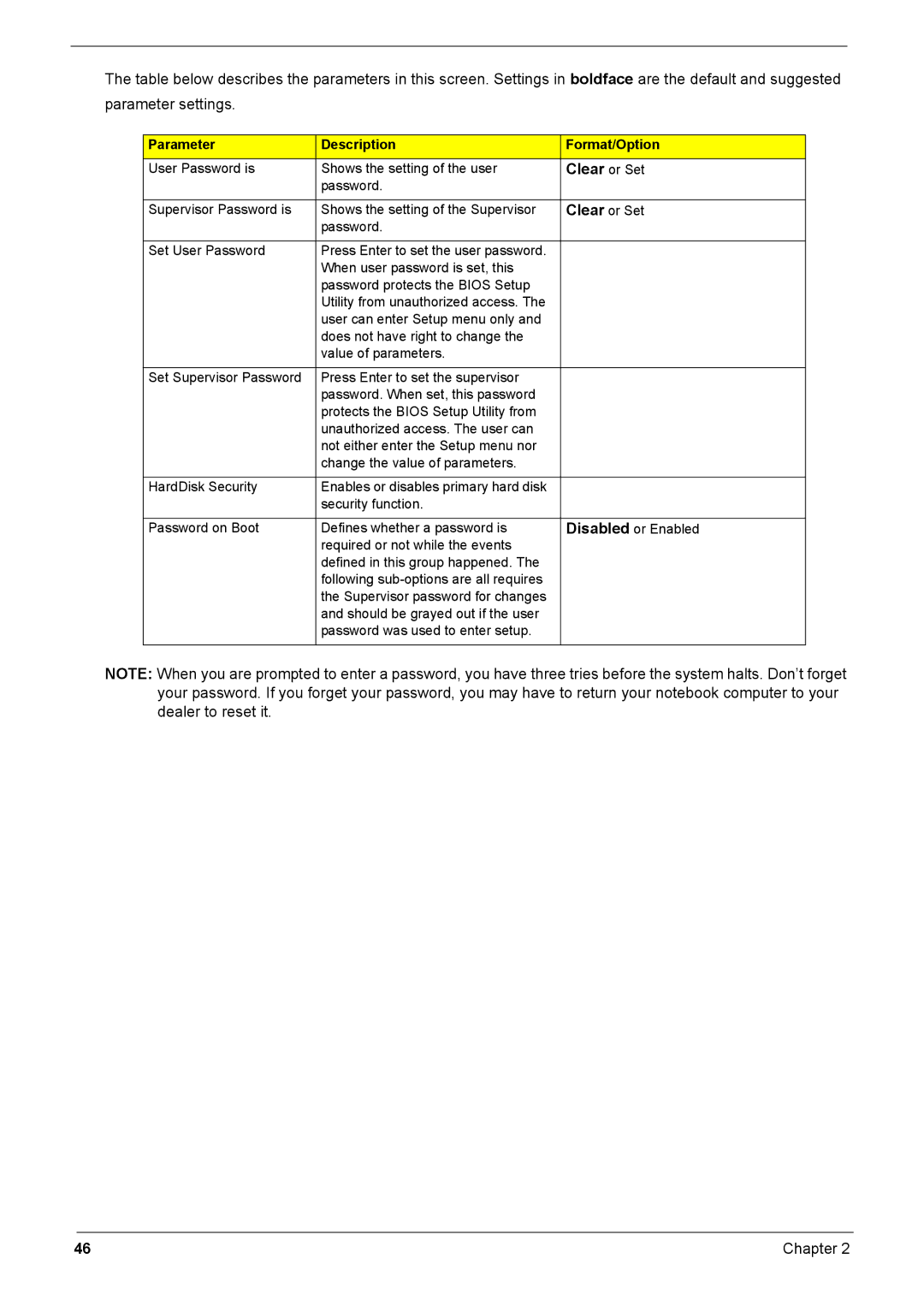 Acer Aspire 6935G manual Clear or Set 