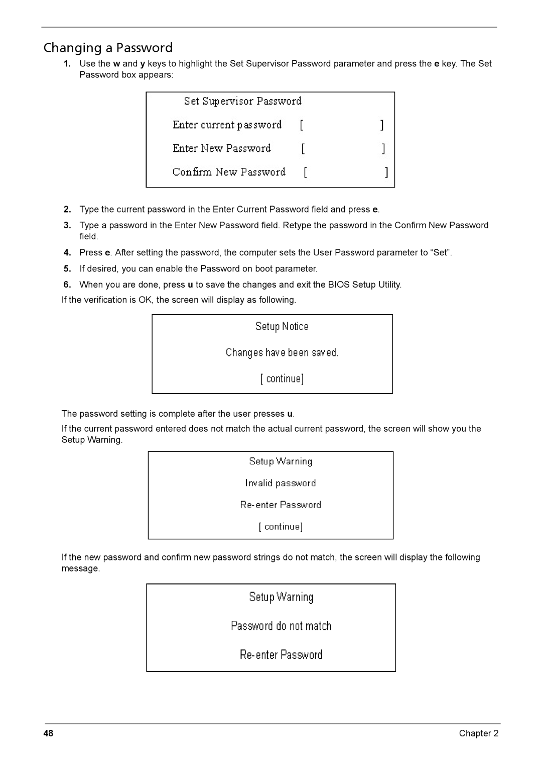 Acer Aspire 6935G manual Changing a Password 