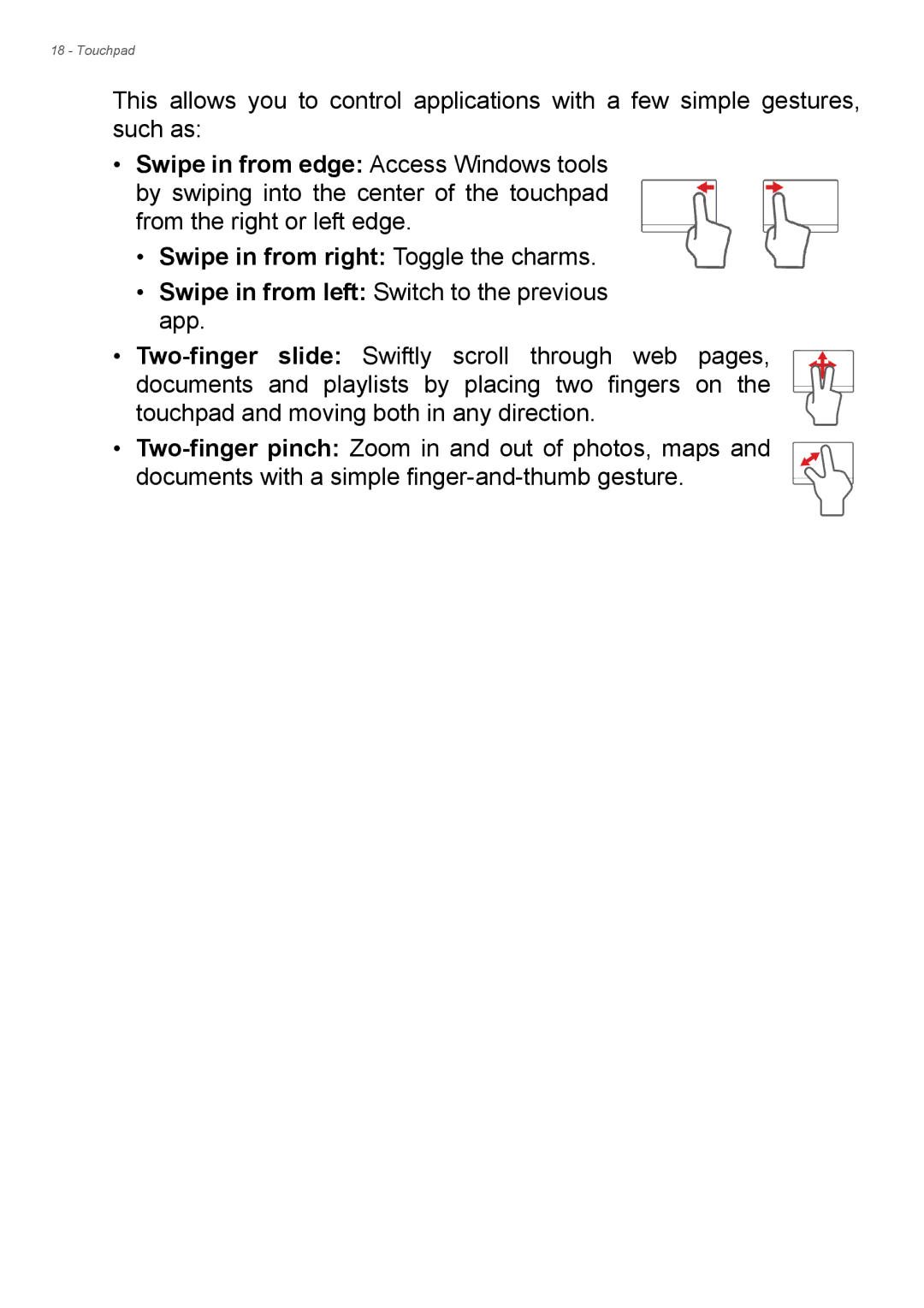 Acer Aspire ES1-711 user manual Swipe in from right Toggle the charms 