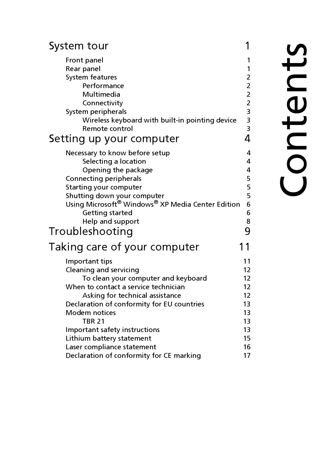 Acer Aspire L200 manual Contents 