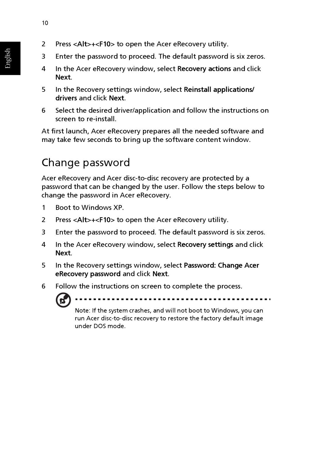 Acer Aspire T630 manual Change password 