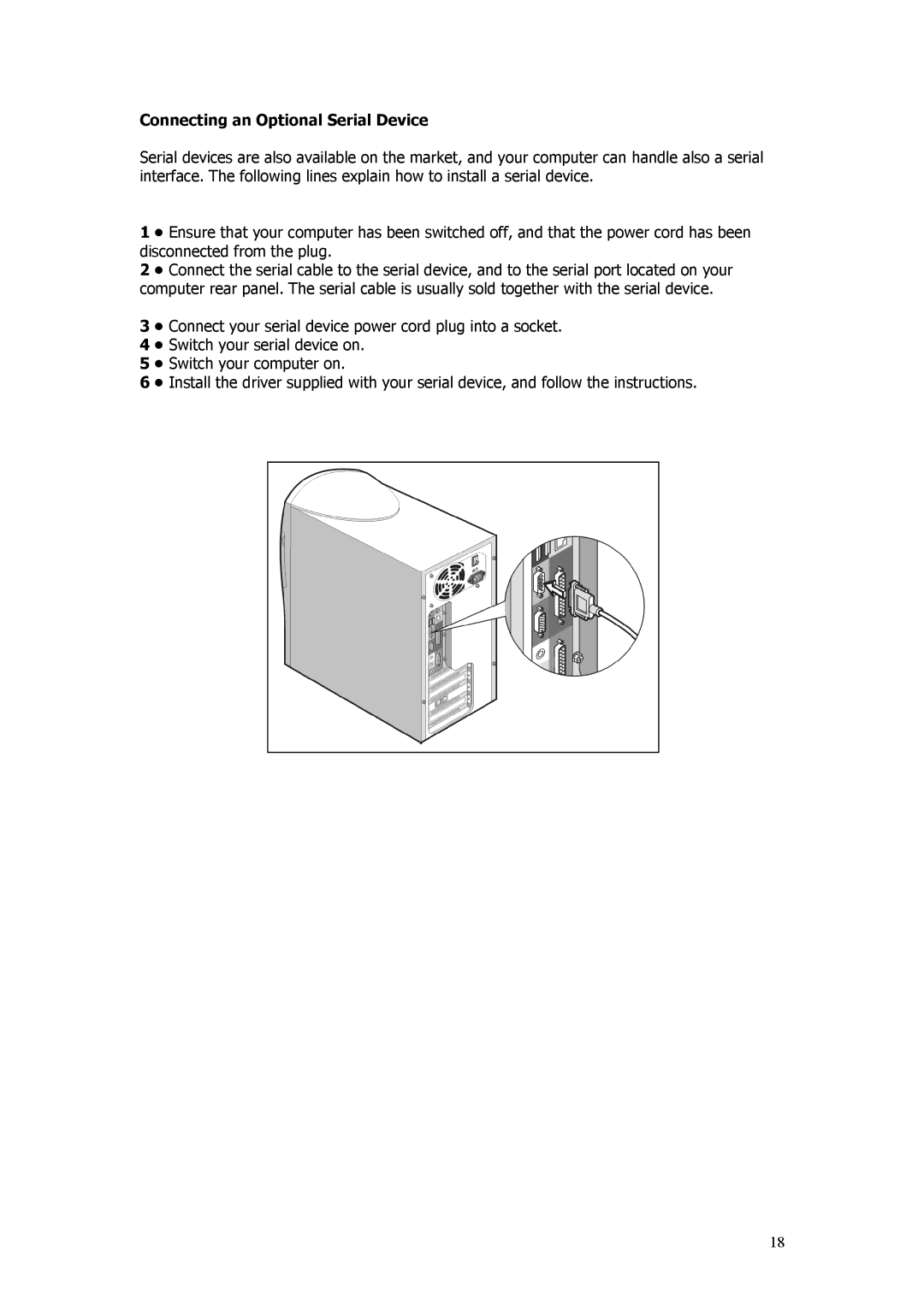 Acer Aspire manual Connecting an Optional Serial Device 