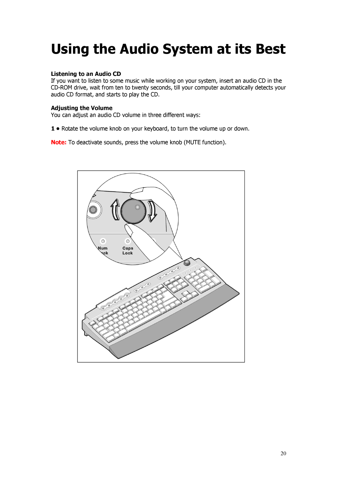 Acer Aspire manual Listening to an Audio CD, Adjusting the Volume 