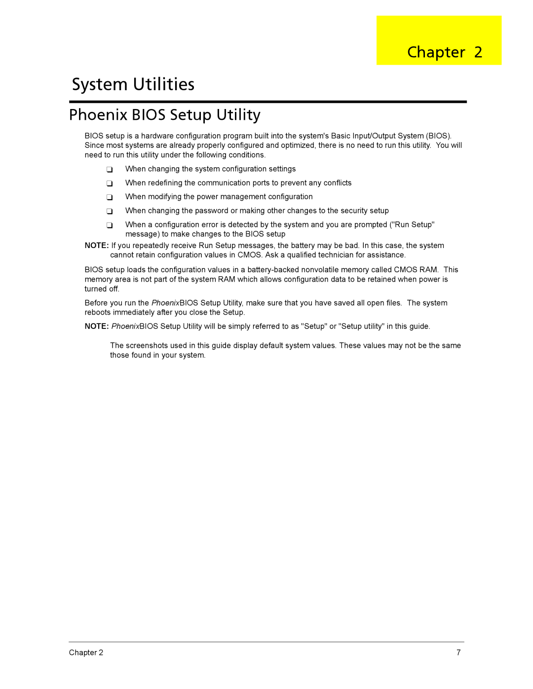 Acer ASX1200, ASX3200 manual System Utilities, Phoenix Bios Setup Utility 