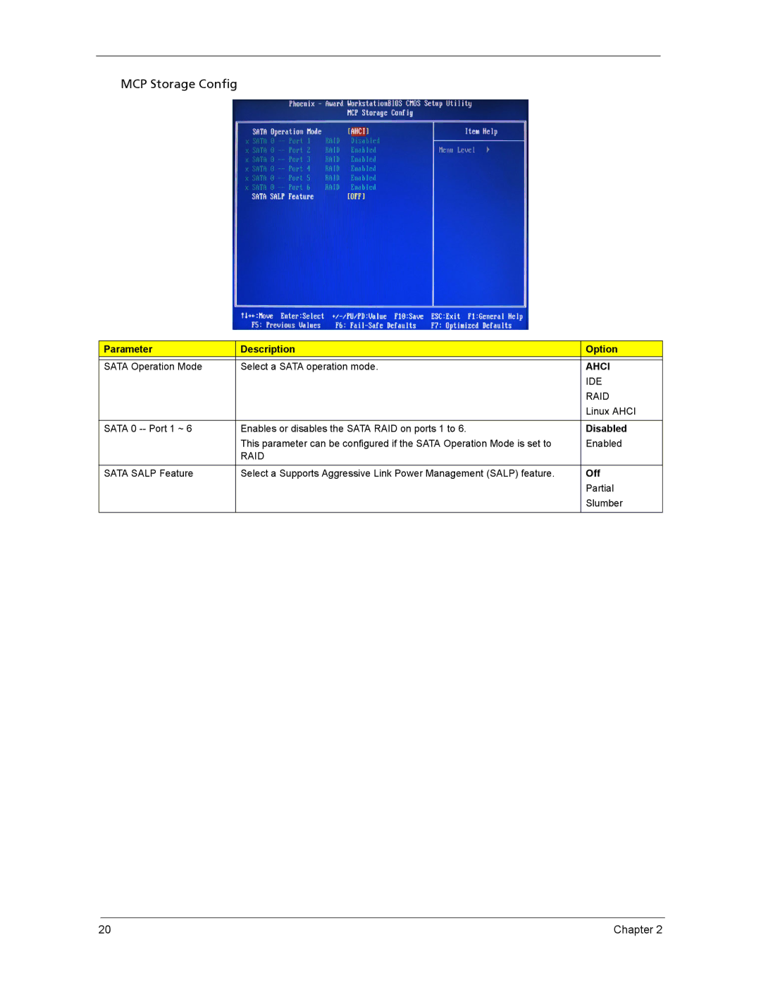 Acer ASX3200, ASX1200 manual MCP Storage Config, Off 