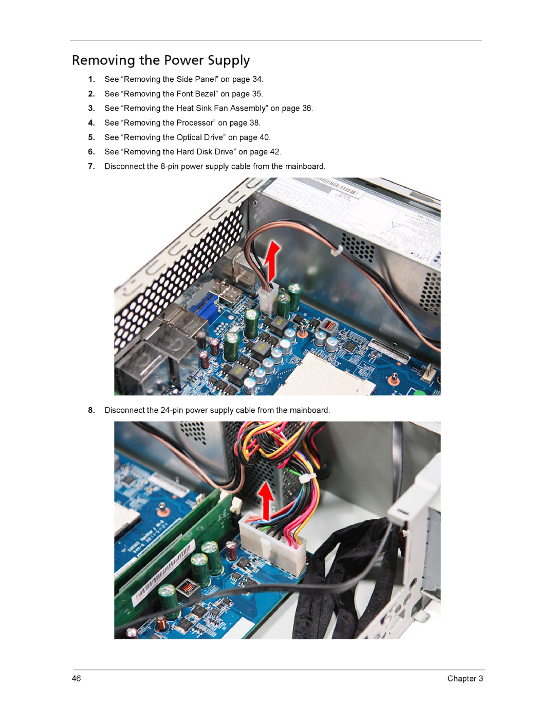 Acer ASX3200, ASX1200 manual Removing the Power Supply 