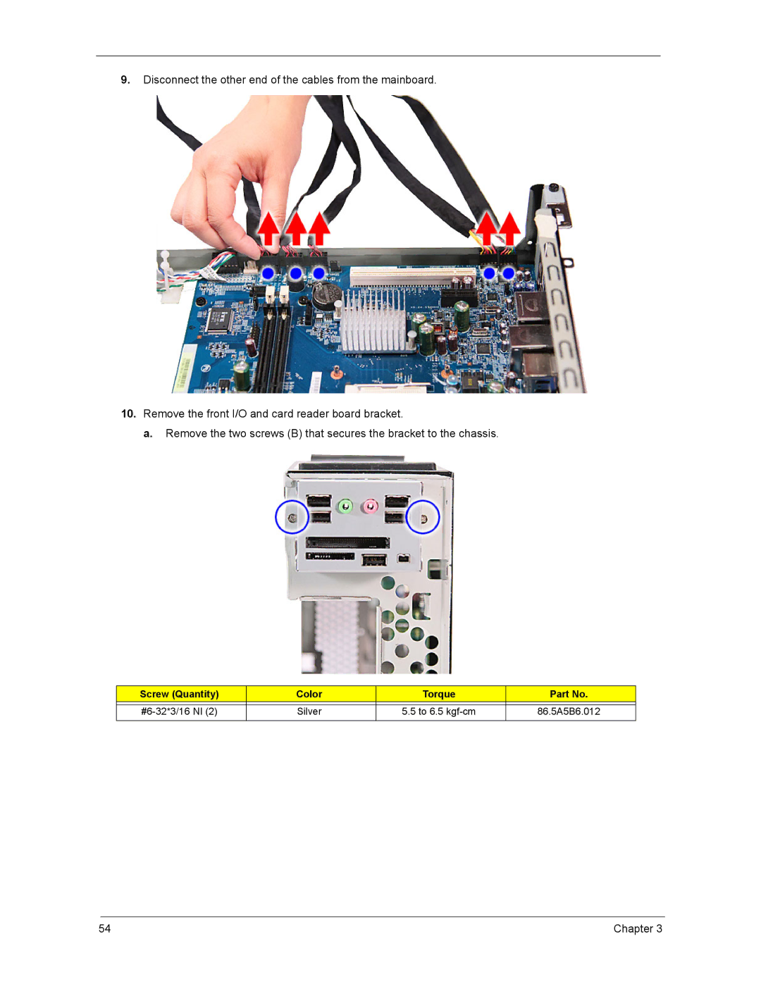 Acer ASX3200, ASX1200 manual Screw Quantity Color Torque 