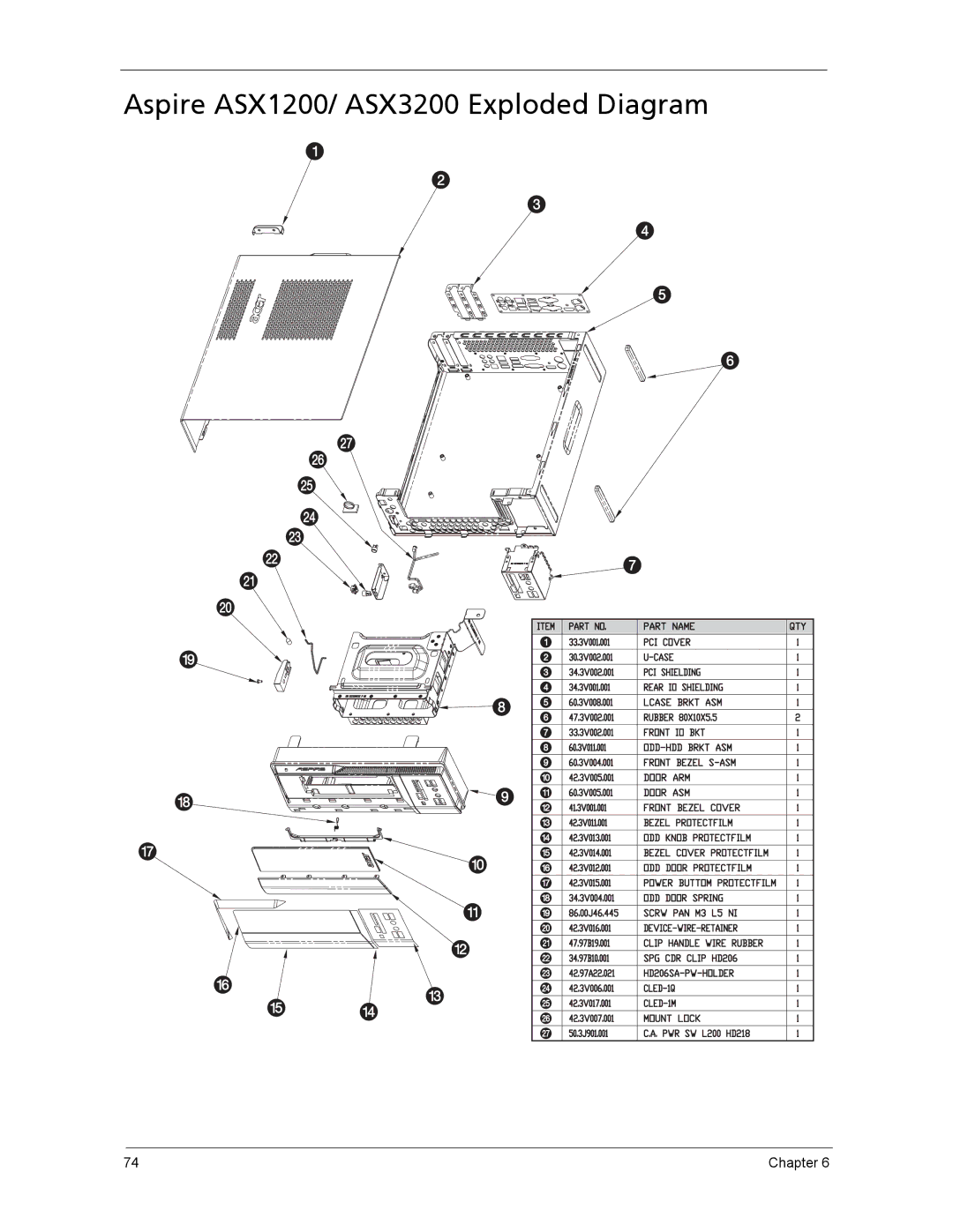 Acer manual Aspire ASX1200/ ASX3200 Exploded Diagram 