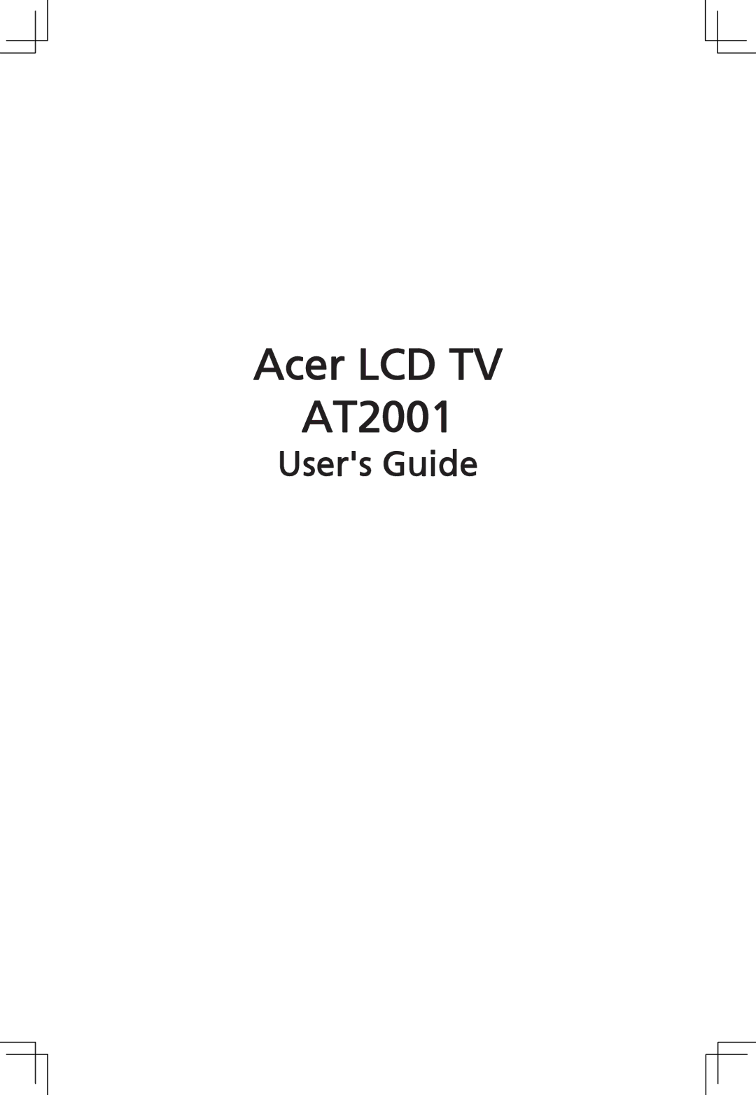 Acer manual Acer LCD TV AT2001 