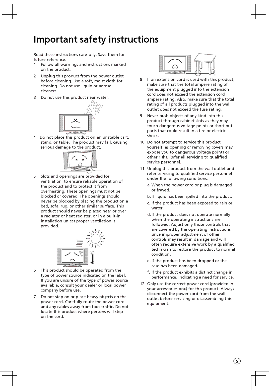 Acer AT2001 manual Important safety instructions 