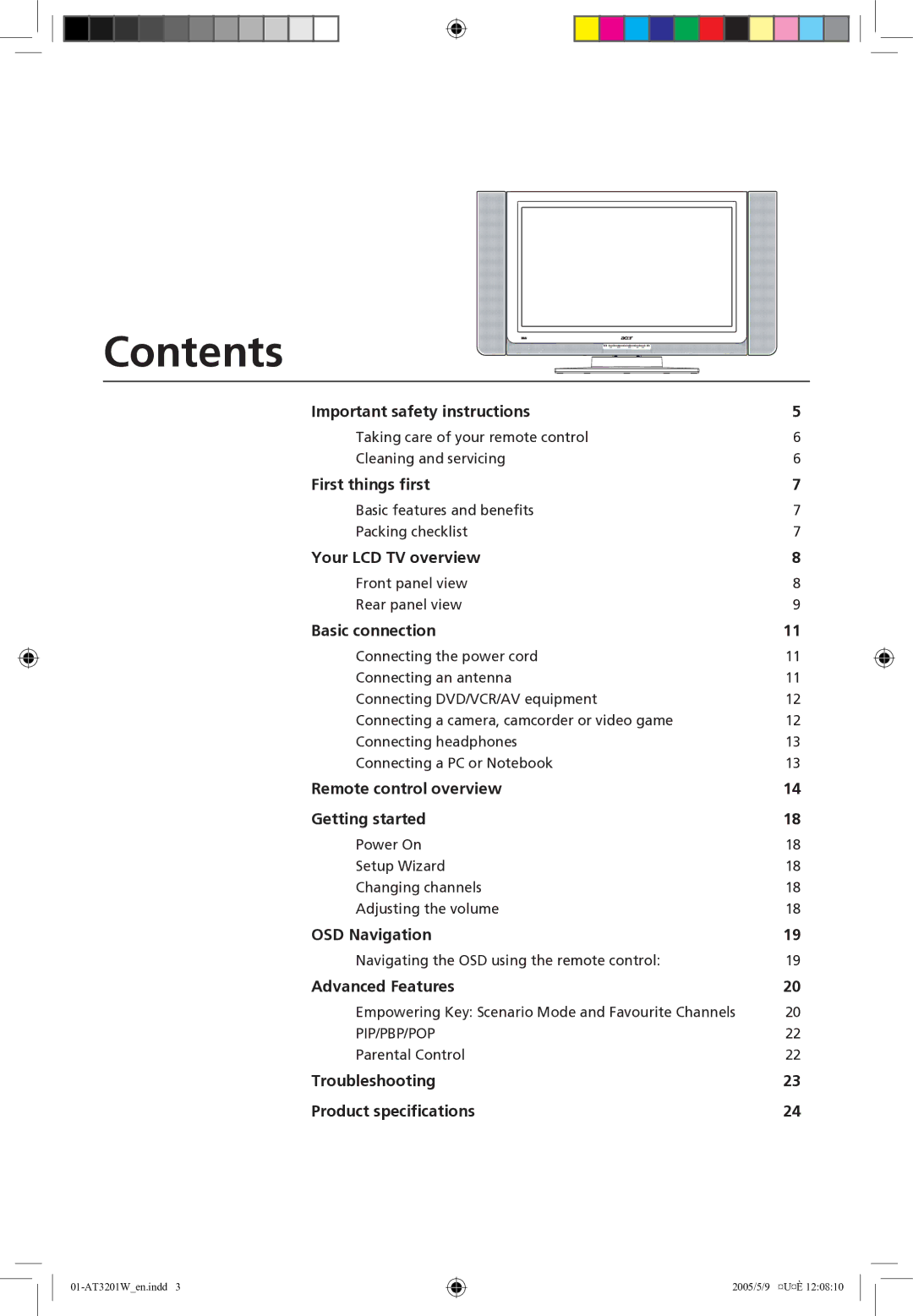 Acer AT3201W manual Contents 