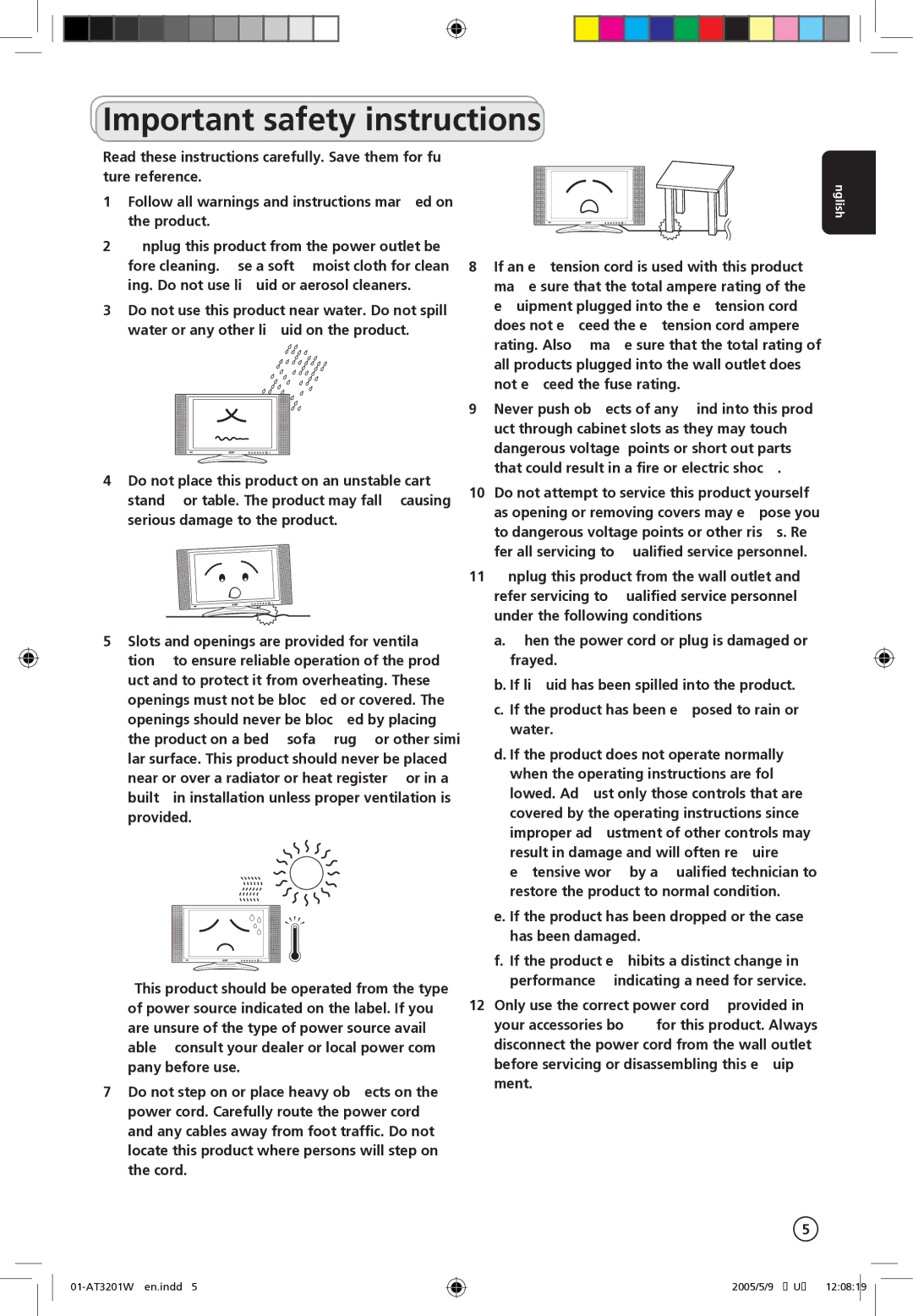 Acer AT3201W manual Important safety instructions 