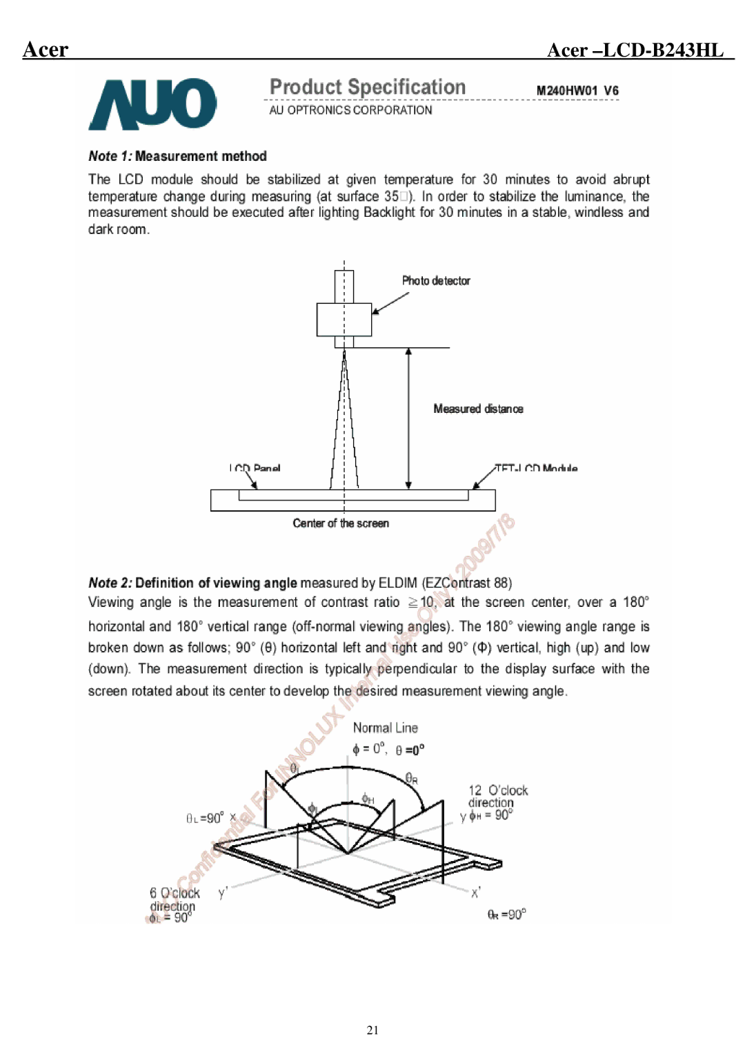 Acer B243HL service manual Acer 