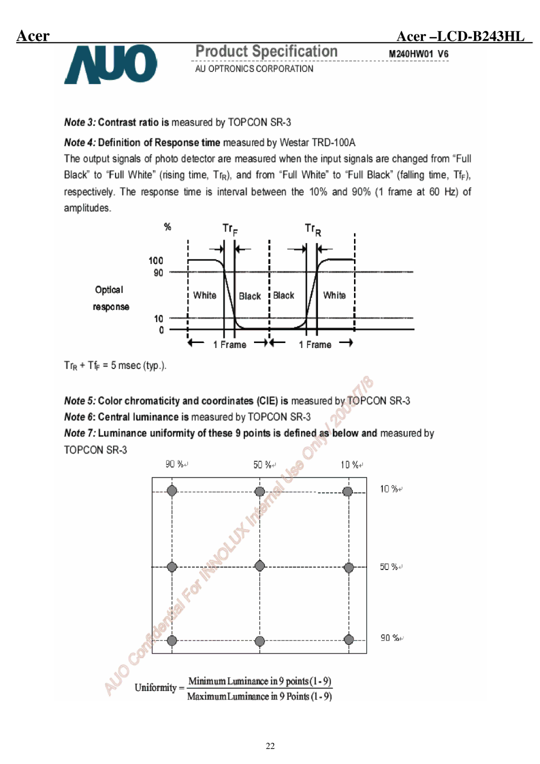 Acer B243HL service manual Acer 