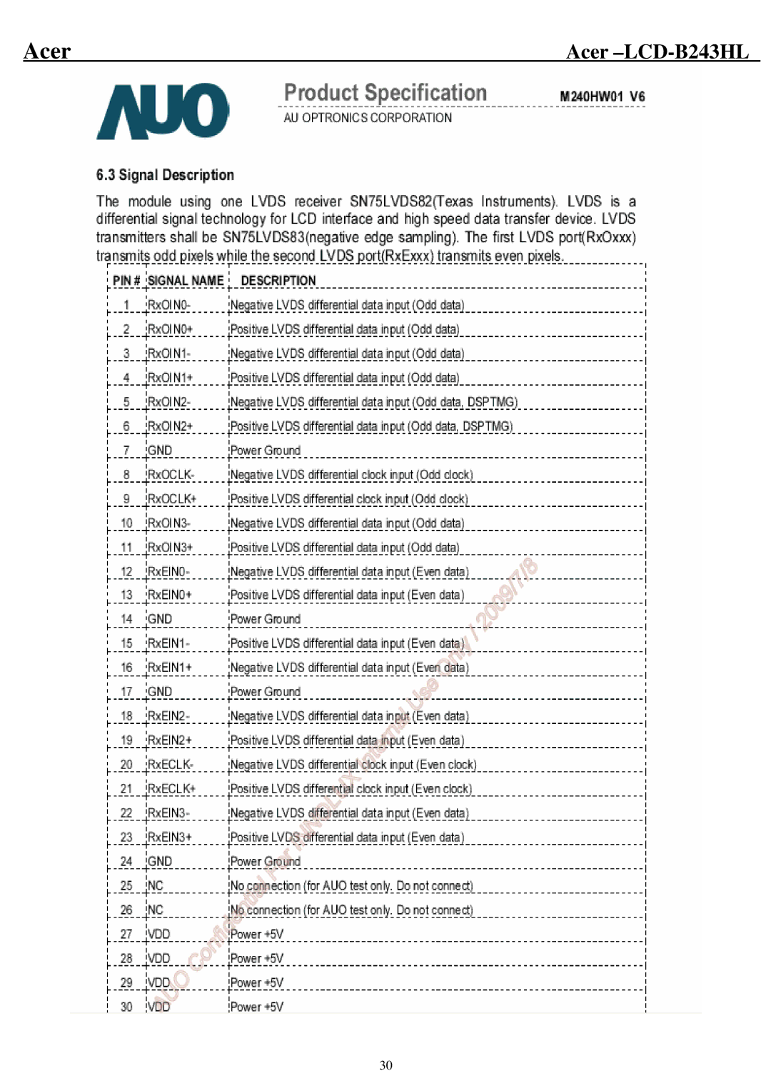 Acer B243HL service manual Acer 