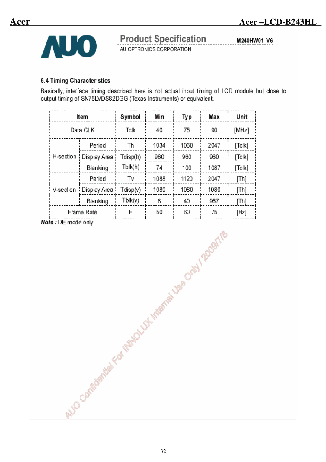 Acer B243HL service manual Acer 