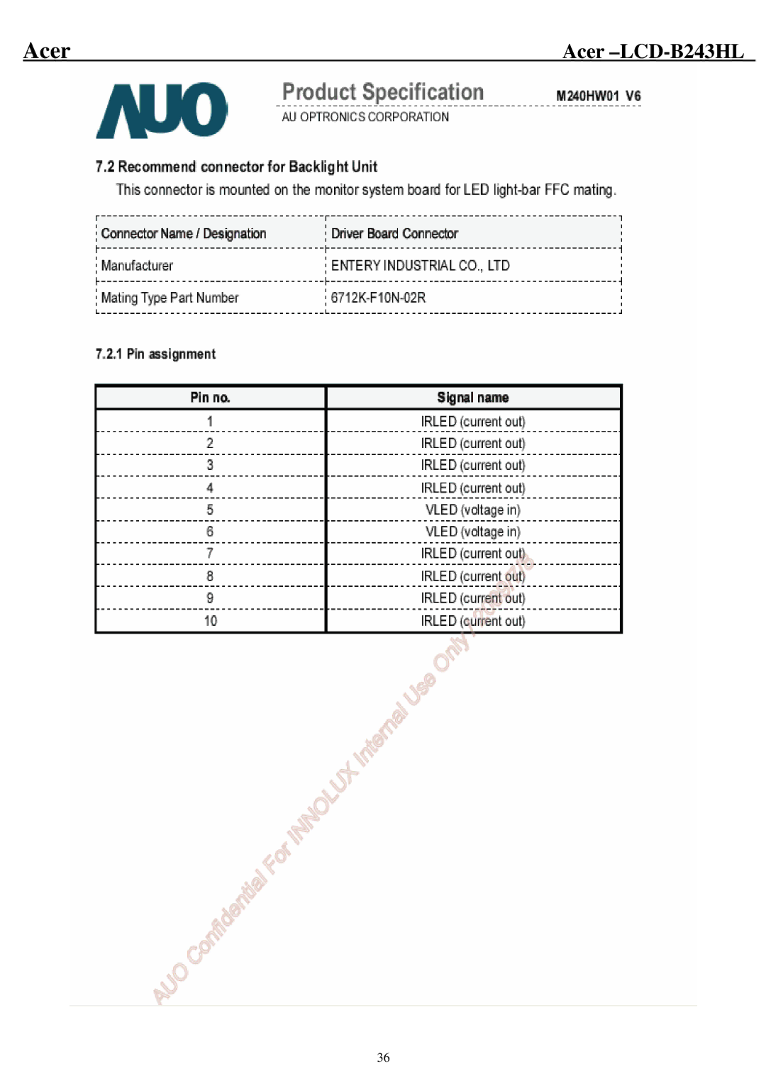 Acer B243HL service manual Acer 