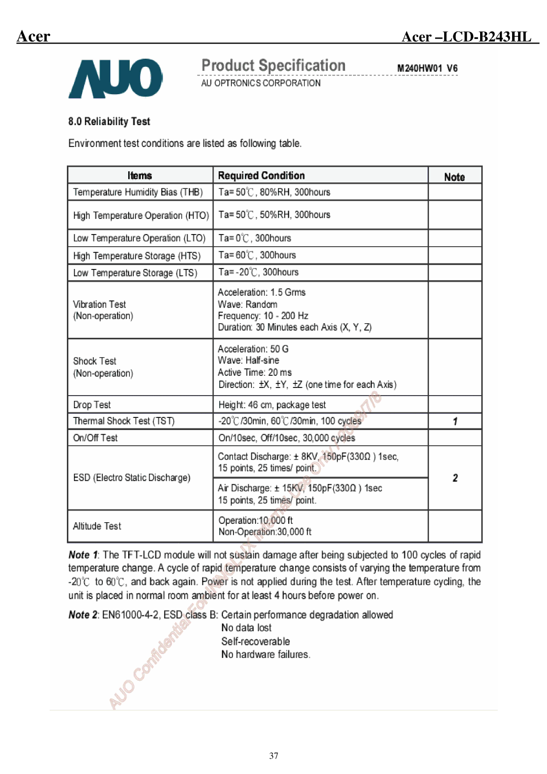 Acer B243HL service manual Acer 