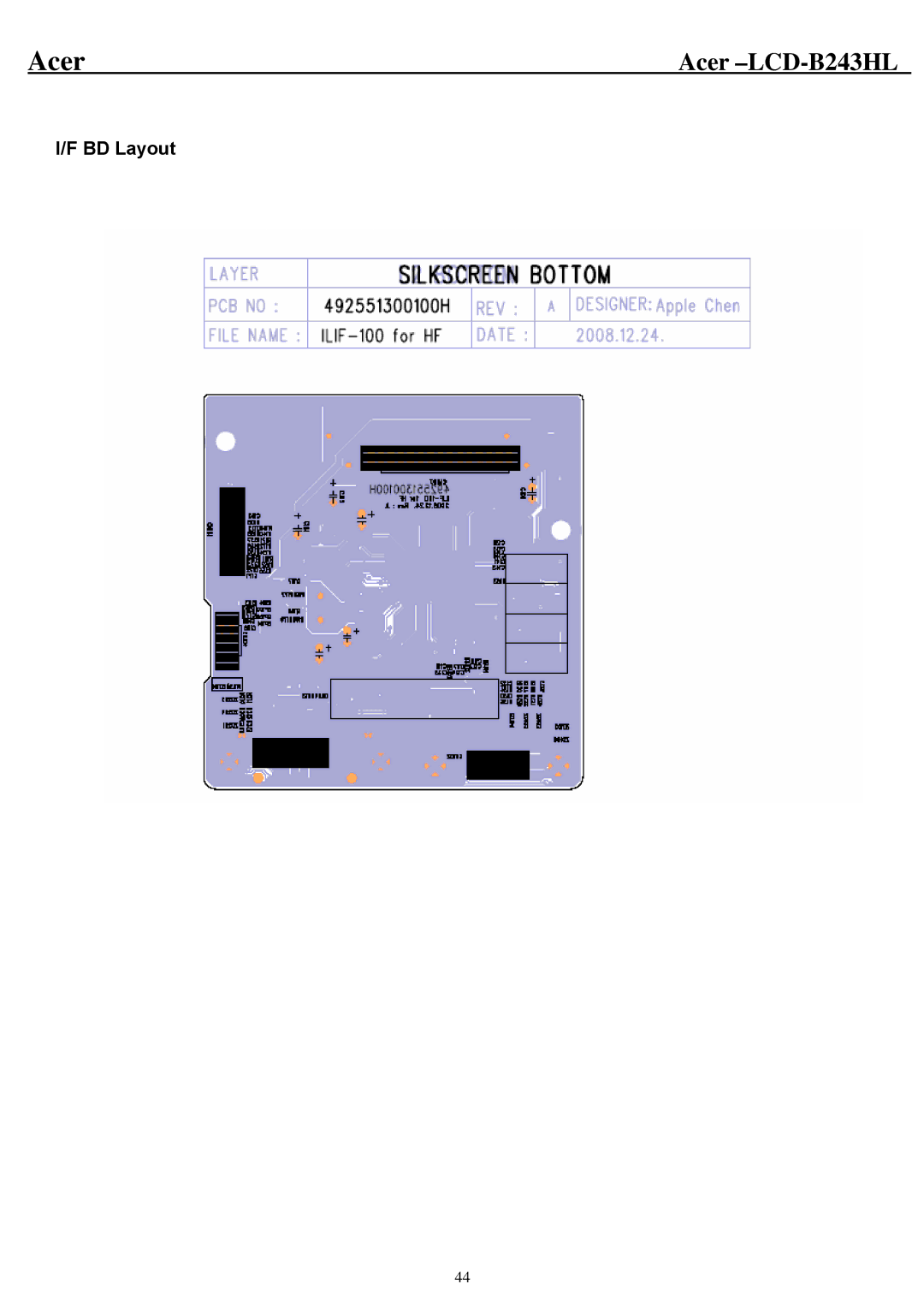 Acer B243HL service manual BD Layout 