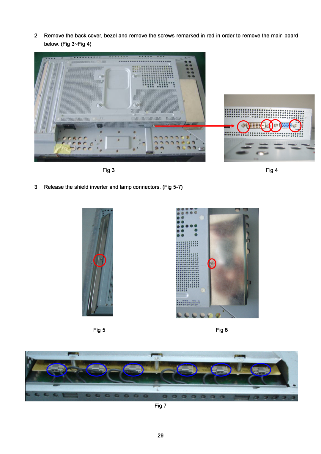 Acer B243W manual Release the shield inverter and lamp connectors. Fig 