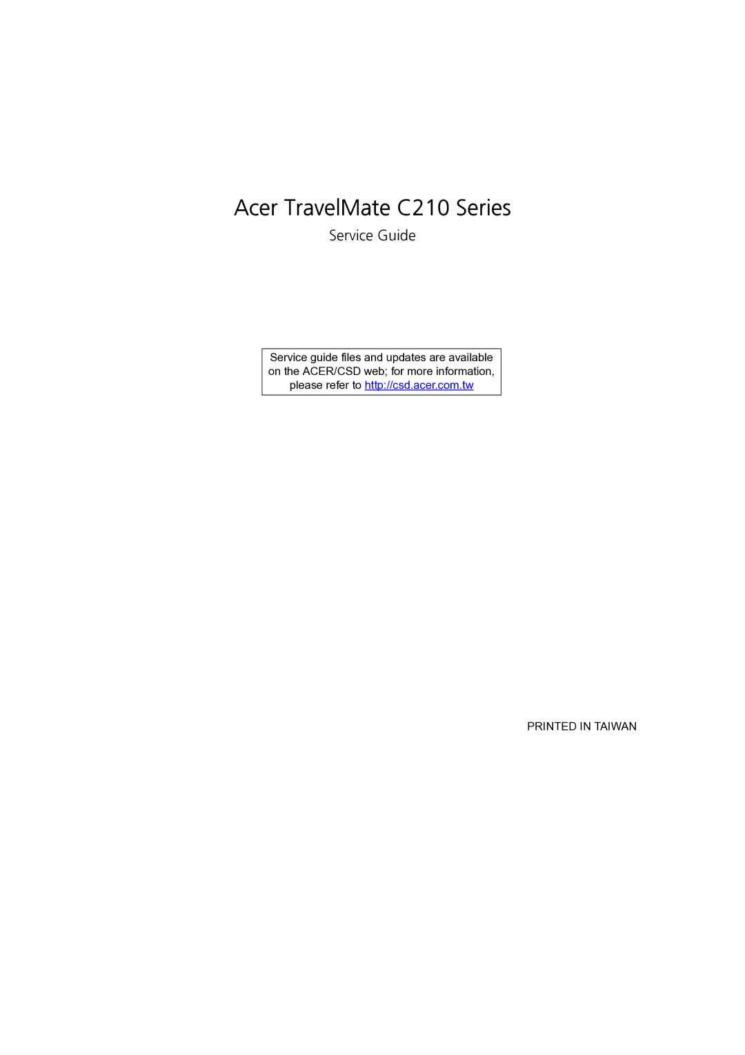 Acer manual Acer TravelMate C210 Series 