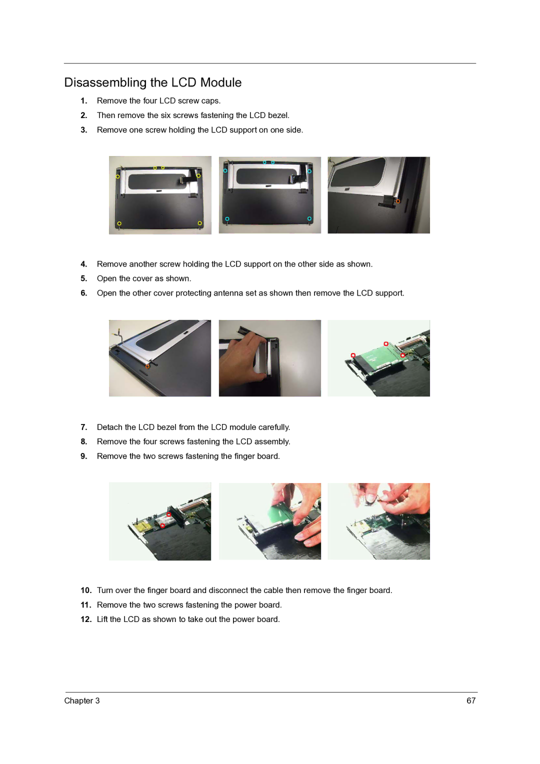 Acer C210 manual Disassembling the LCD Module 